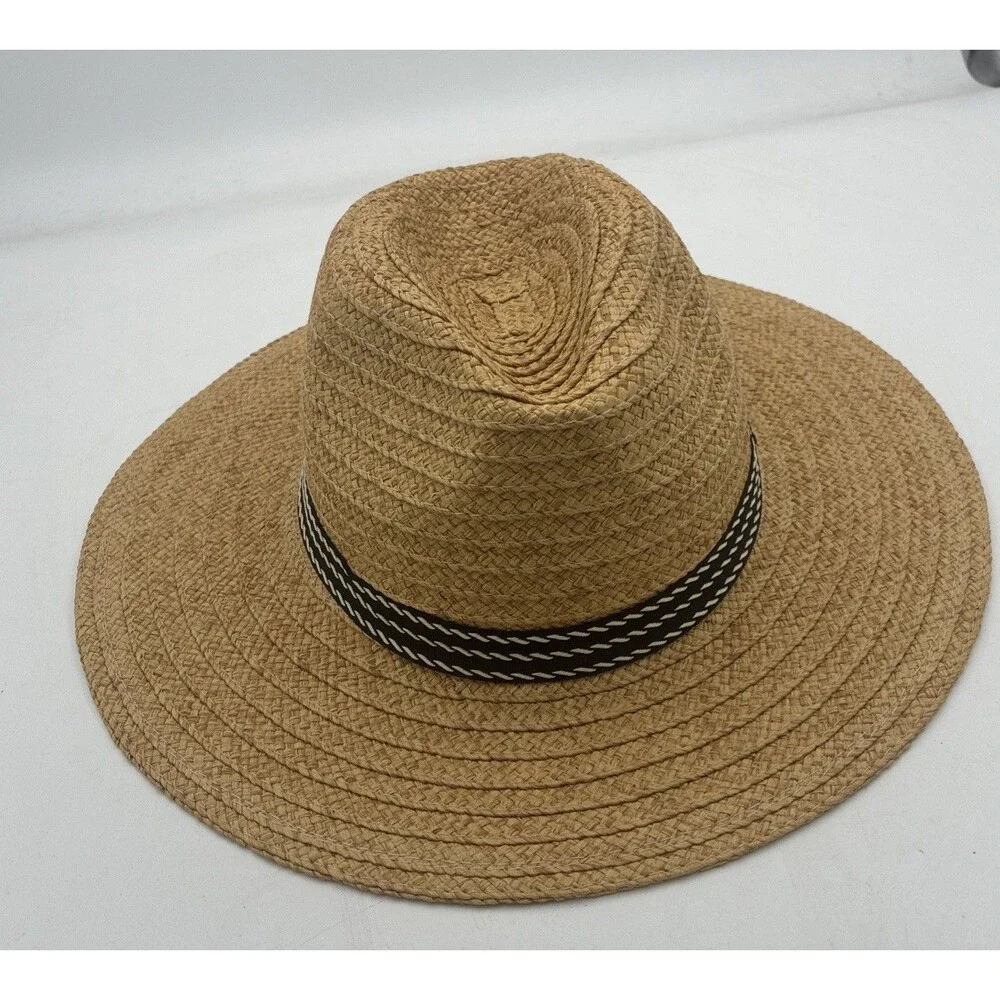 Goodfellow & Co Hat Mens Panama M/L Tan Brown Straw Black Band NWT